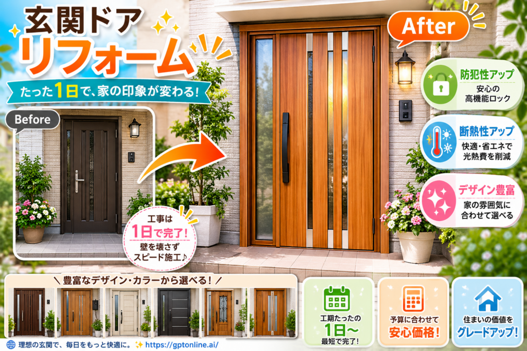 玄関ドアを1日でリフレッシュ！カバー工法という選択肢✨